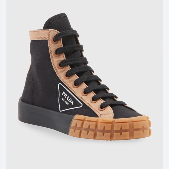 Prada HIGH-TOP-SNEAKERS MIT LOGO IN BLACK size 40 - Picture 1 of 14